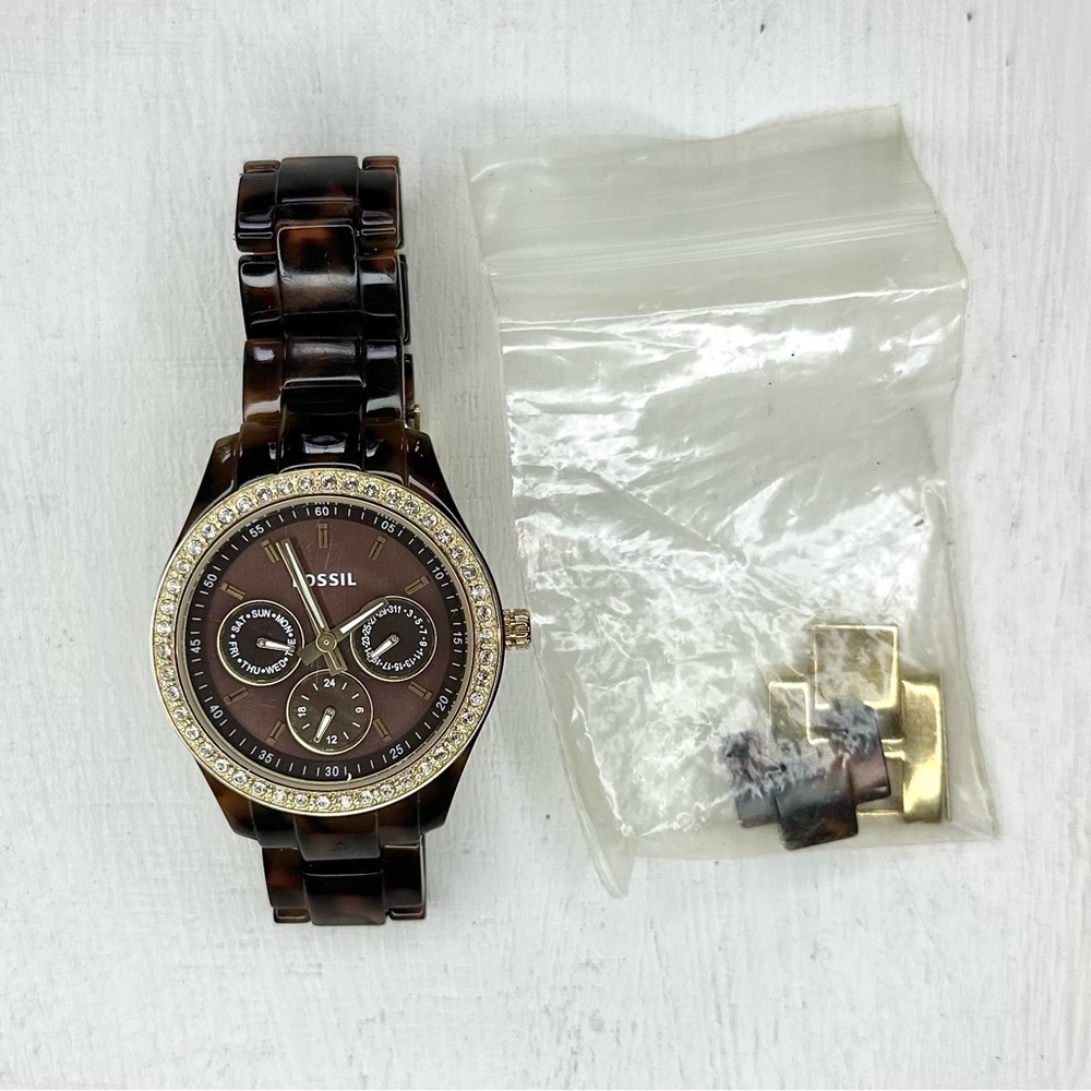 Women’s Authentic Fossil Stella Multifunction Tortoise Resin Watch